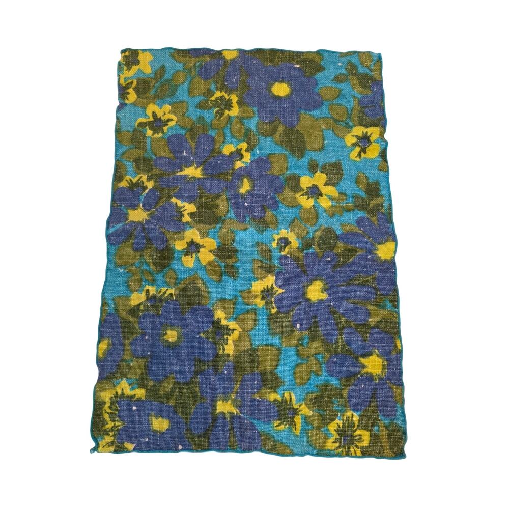 MCM Floral Flower Power Blue Green Heavy 100% Cotton Tea Towel READ